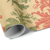 Rood en groen verbluffend detail  Paisley Cadeaupapier (Rol Hoek)