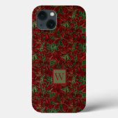 Rood en groen vet patroon met Initiaal Case-Mate iPhone Case (Achterkant)