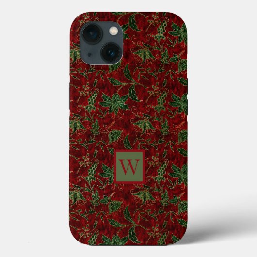 Rood en groen vet patroon met Initiaal Case-Mate iPhone Case (Achterkant)