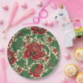  Rood en Groen Victoriaans Bloemen Bruiloft Papieren Bordje (Feest)