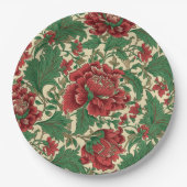 Rood en Groen Victoriaans Bloemen Bruiloft Papieren Bordje (Voorkant)