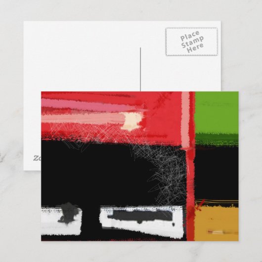 Rood en groen vierkant briefkaart (Voorkant / Achterkant)