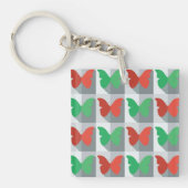 Rood en groen vlinderpatroon sleutelhanger (Voorkant)