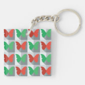 Rood en groen vlinderpatroon sleutelhanger (Achterkant)