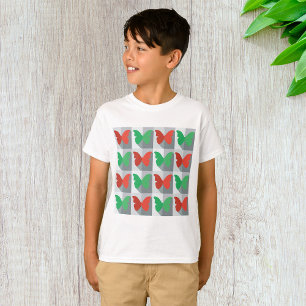 Rood en groen vlinderpatroon t-shirt