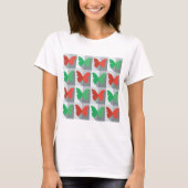 Rood en groen vlinderpatroon t-shirt (Voorkant)