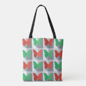 Rood en groen vlinderpatroon tote bag (Achterkant)