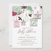 Rood en Groen Vogelkooien Baby shower Kaart (Voorkant)