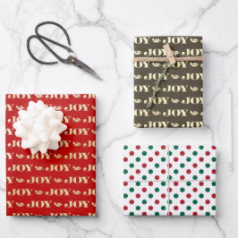 Rood en Groen Vreugde en Polka Dots Kerstmis Inpakpapier Vel