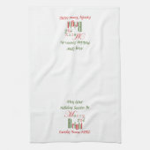 Rood en groen Vrolijk en stralend kerstfeest Theedoek (Verticaal)