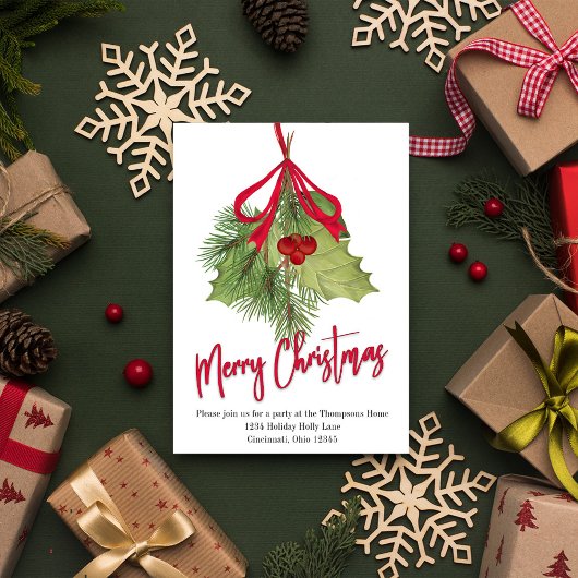 Rood en groen vrolijk kerstfeest Sjabloon Kaart