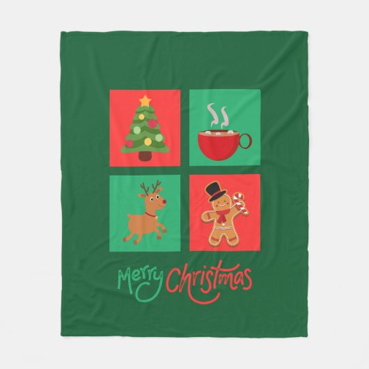 Rood en groen vrolijk kerstontwerp fleece deken (Voorkant)