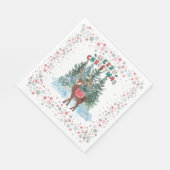 Rood en groen vrolijk kerstrendier servet (Hoek)