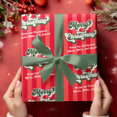 Rood en Groen Vrolijk Kerstretro Custom Cadeaupapier