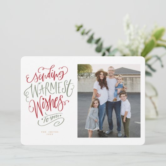 Rood en groen Warmest Wwish Holiday-fotokaart Kaart (Staand voorkant)