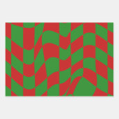 Rood- en Groen Warped Checkerboard Inpakpapier Vel (Voorkant)