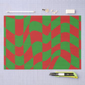 Rood- en Groen Warped Checkerboard Tissuepapier (Craft)