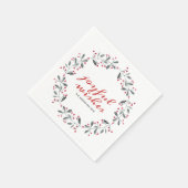 Rood en groen Waterverf Holly Kerstmis Wreater Servet (Hoek)