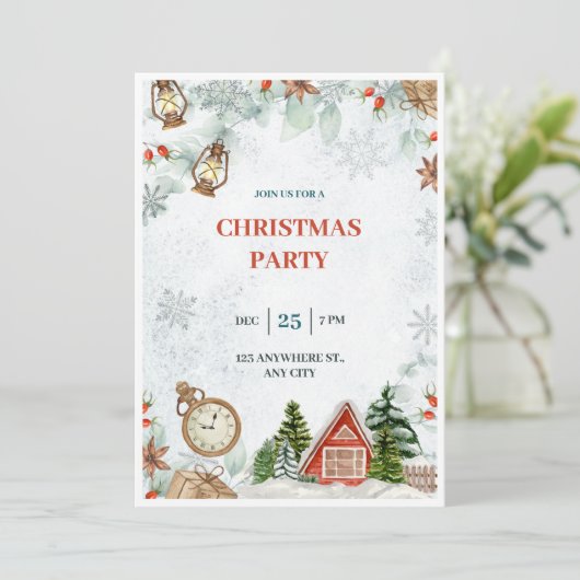 Rood en Groen Waterverf Vrolijk kerstfeest Kaart (Staand voorkant)