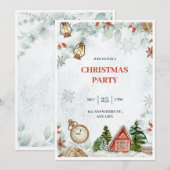 Rood en Groen Waterverf Vrolijk kerstfeest Kaart (Voorkant / Achterkant)