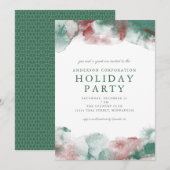 Rood en Groen Waterverf Zakelijk Kerstfeest Kaart (Voorkant / Achterkant)