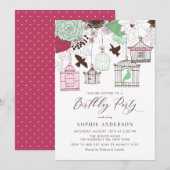 Rood en Groen Whimsical Birdcages Verjaardag Kaart (Voorkant / Achterkant)