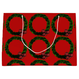 Rood en groen Wreath Kerstmis Groot Cadeauzakje