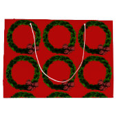 Rood en groen Wreath Kerstmis Groot Cadeauzakje (Achterkant)