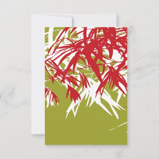 Rood en groen Zen Bamboo laat Chinees huwelijk RSV Kaart (Achterkant)