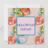 Rood- en Groene appels Waterverf Naam Kaart (Voorkant)