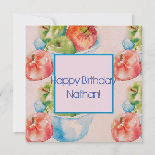 Rood- en Groene appels Waterverf Naam Kaart (Voorkant)