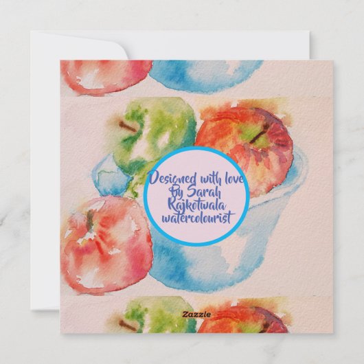 Rood- en Groene appels Waterverf Naam Kaart (Achterkant)