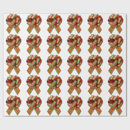 Rood en Groene Bow White Wrapping Paper Cadeaupapier