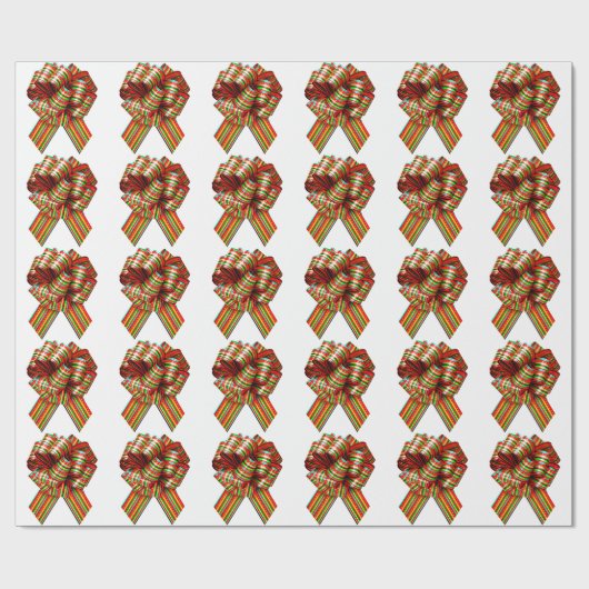 Rood en Groene Bow White Wrapping Paper Cadeaupapier (Vlak)