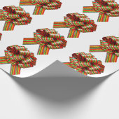 Rood en Groene Bow White Wrapping Paper Cadeaupapier (Hoek)