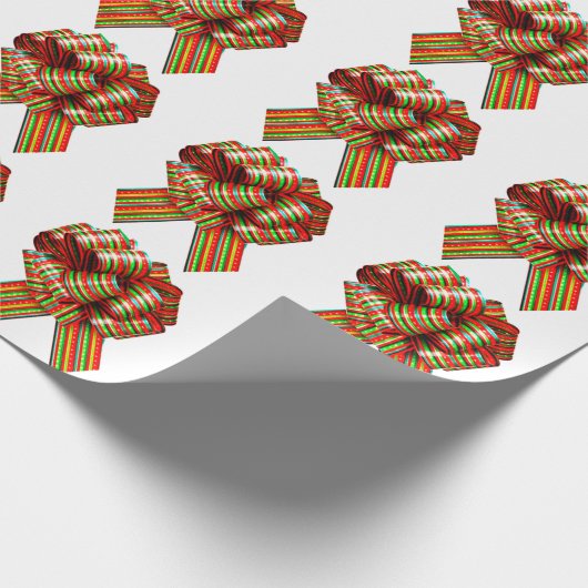 Rood en Groene Bow White Wrapping Paper Cadeaupapier (Hoek)