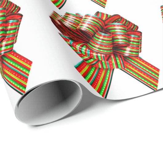 Rood en Groene Bow White Wrapping Paper Cadeaupapier (Rol Hoek)