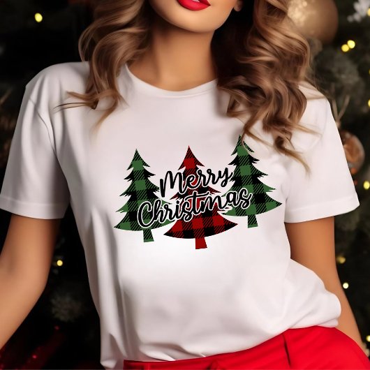 Rood- en groene buffels voor kerstbomen t-shirt
