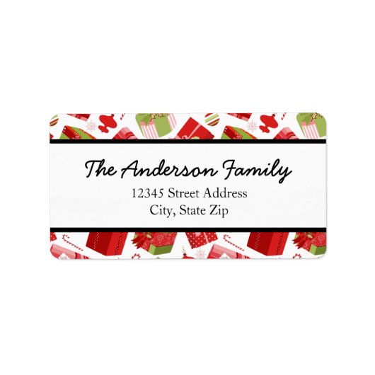 Rood- en Groene cadeautjes - Adresetiketten Etiket (Voorkant)