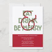 Rood- en Groene Eat-Drink en prettige kerstfeest Kaart (Voorkant)