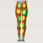Rood- en groene fastpitch Softball & kerstkerstmis Leggings (Voorkant)