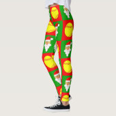 Rood- en groene fastpitch Softball & kerstkerstmis Leggings (Links)
