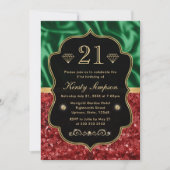 Rood- en groene feestdag Shimmer Birthday Kaart (Voorkant)