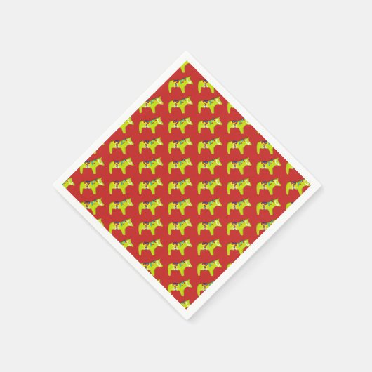 Rood- en groene feestpaarden servetten (Hoek)