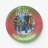 Rood- en groene foto met pretfeest papieren bordje (Voorkant)