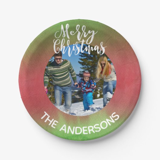 Rood- en groene foto met pretfeest papieren bordje (Voorkant)