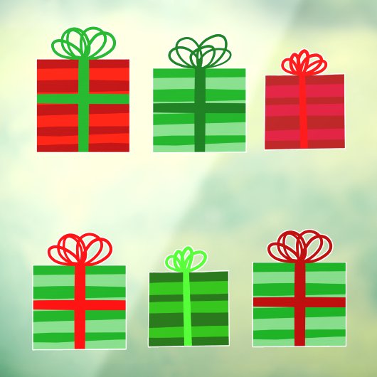 Rood- en Groene Gift Wrapped Cadeaus met bogen Raamsticker (Vel 3)