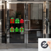 Rood- en Groene Gift Wrapped Cadeaus met bogen Raamsticker (Kantoordeur)