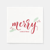 Rood- en Groene Holly- en Pine-kerstavond Servet (Voorkant)