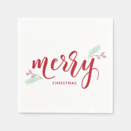 Rood- en Groene Holly- en Pine-kerstavond Servet